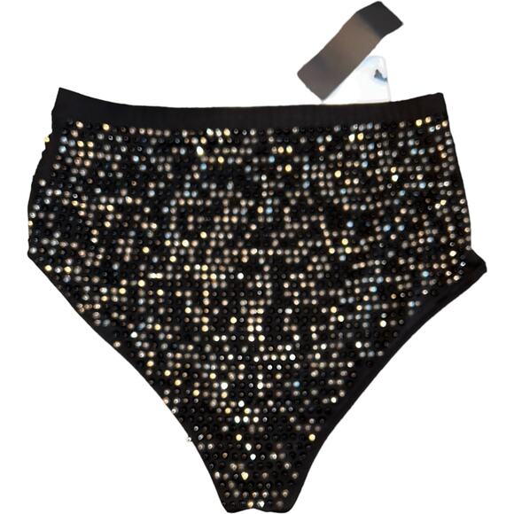 NWT Rhinestone Studded High Waist Hot Pants Bootie Shorts Size Med - Picture 6 of 15